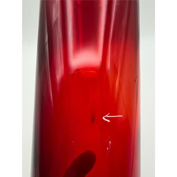 Blenko Art Glass Tangerine Amberina Mid Century Modern 8” Tall Cylinder Vase - Picture 7 of 9